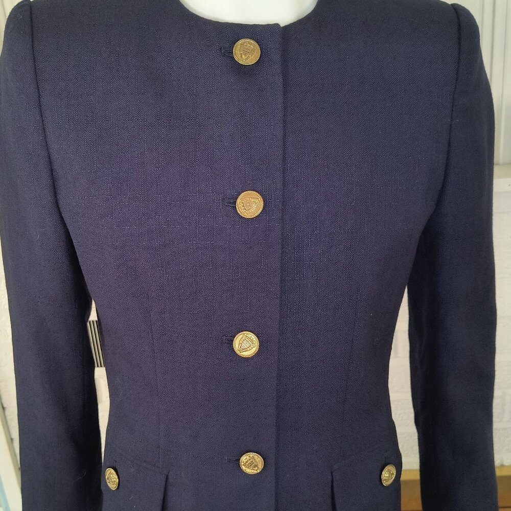 Vintage Kasper for ASL Women's Blue Blazer
